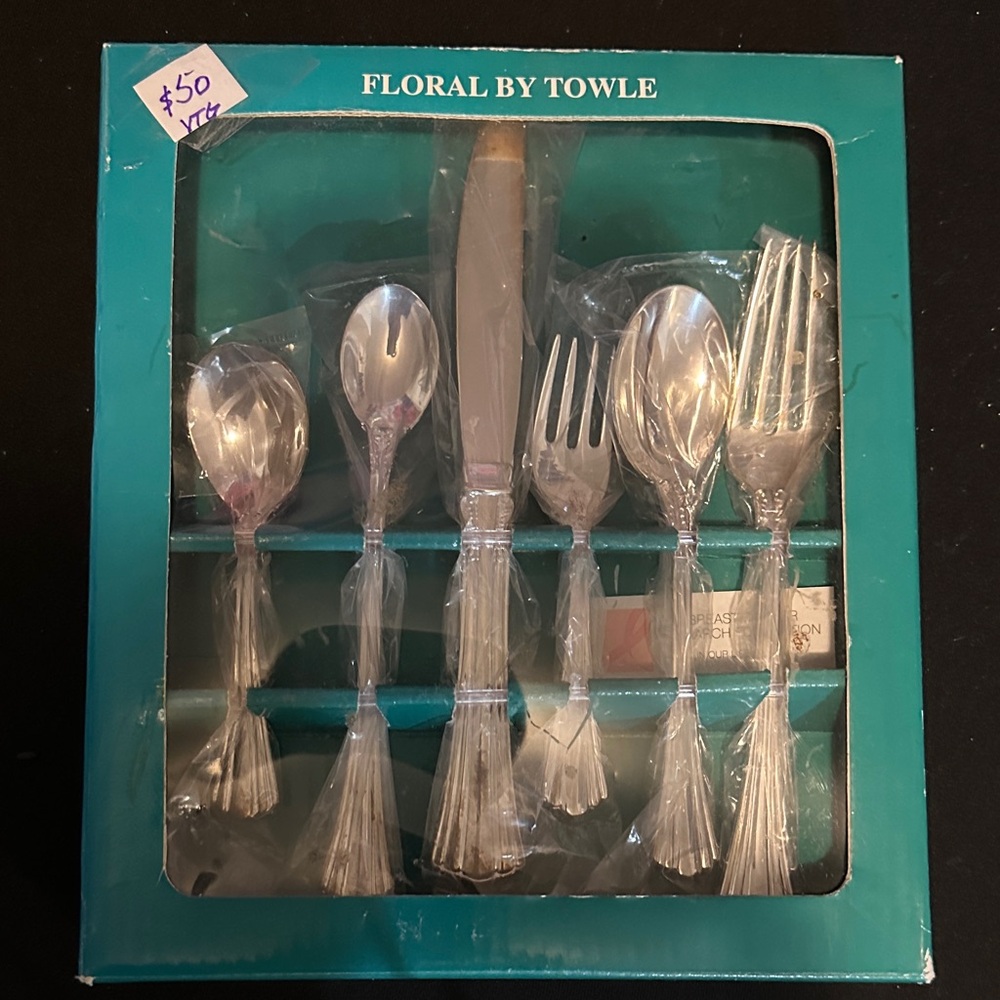 Towle Floral Silverplated Floral 6 Piece Baby Child Flatware Set